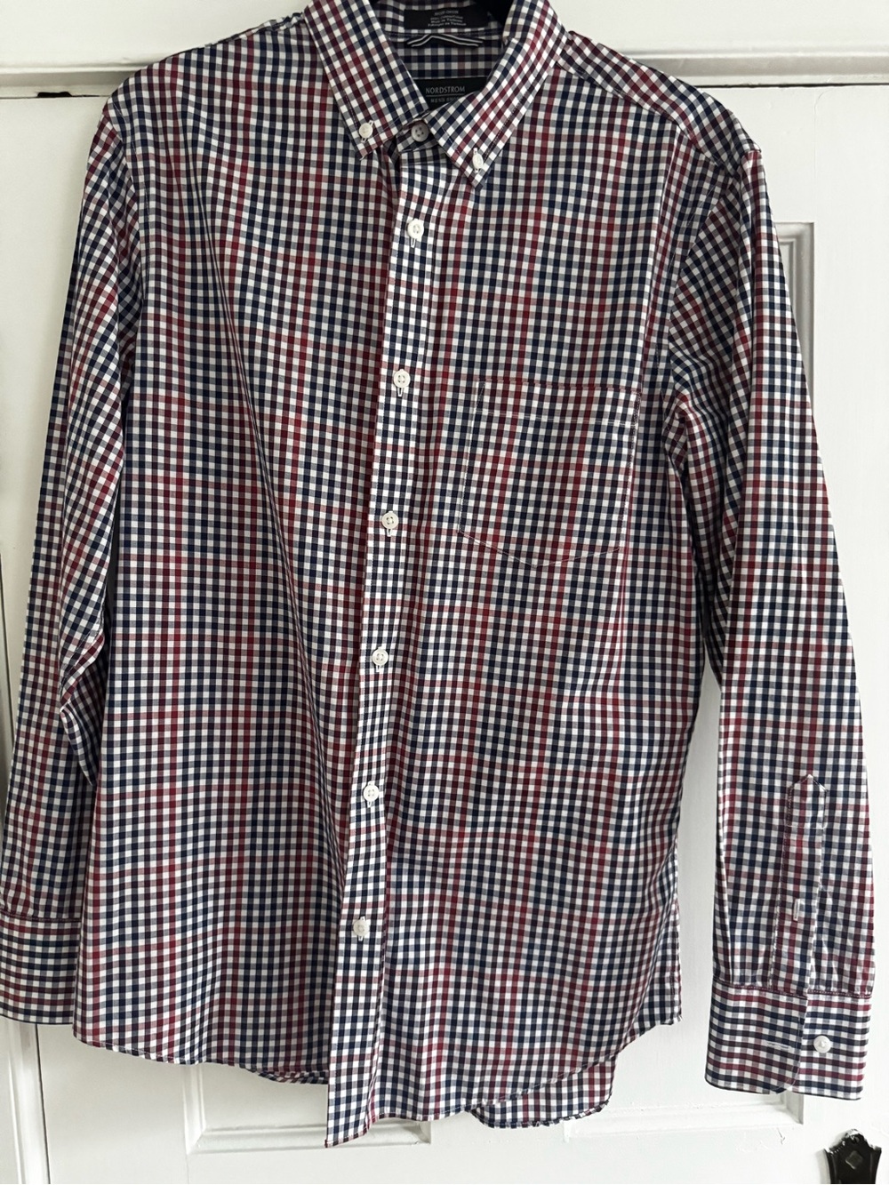Nordstrom Men’s Navy & Red Gingham Button-Down Shirt
